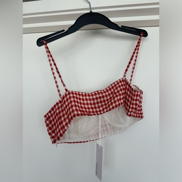 NWT Reformation Alana Tomato red Check two piece skirt set sz 6 - Picture 12 of 13